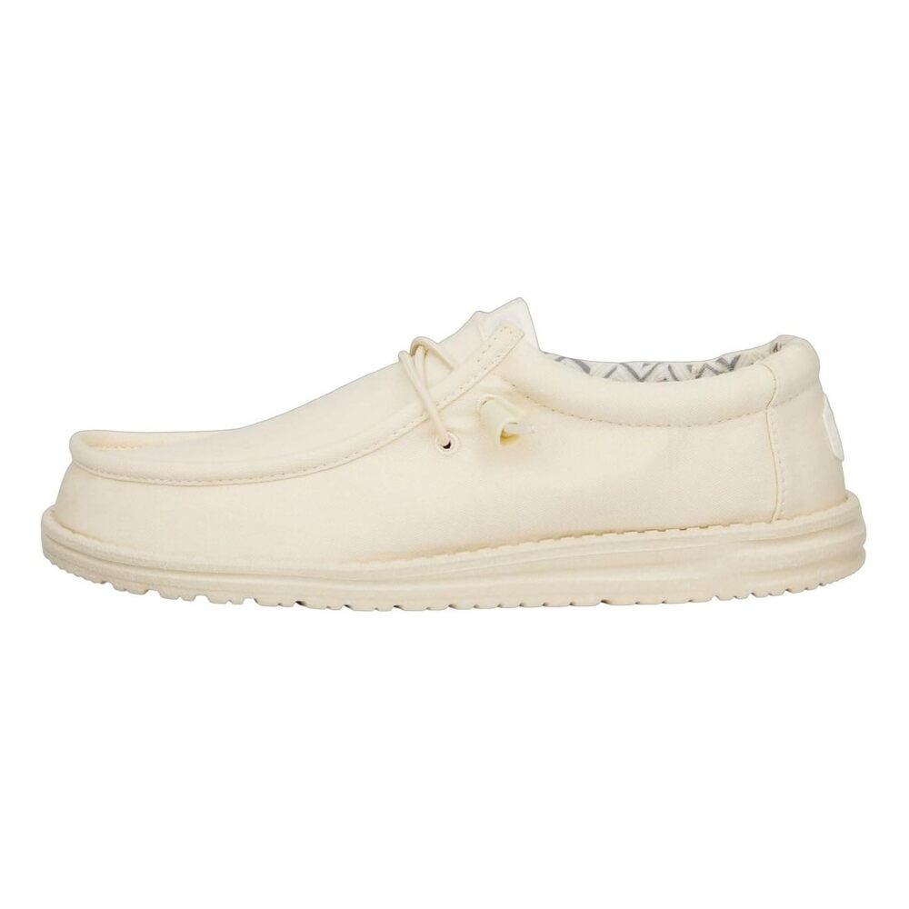 HEYDUDE Men's Wally Stretch Canvas Slip On Loafer, Stone White, Size 13